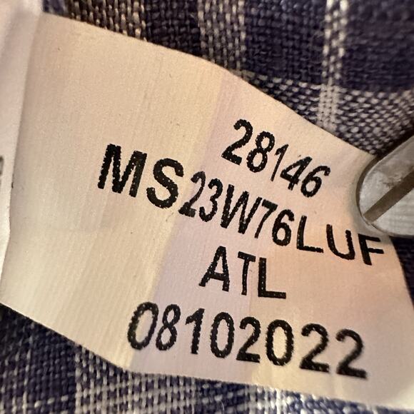 Peter Millar XL 100% Linen Button Down Shirt Long‎ Sleeves Blue Plaid MSRP $160 - Picture 6 of 7